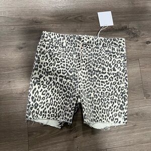 Leopard denim shorts!